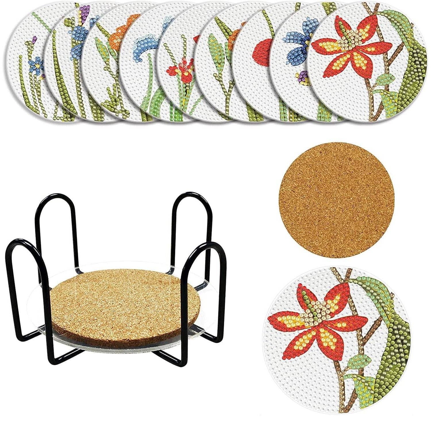 Diamond Brands - Wholesale DIY Craft Kit - Spring Flowers DIY Diamond Art Coaster Set1