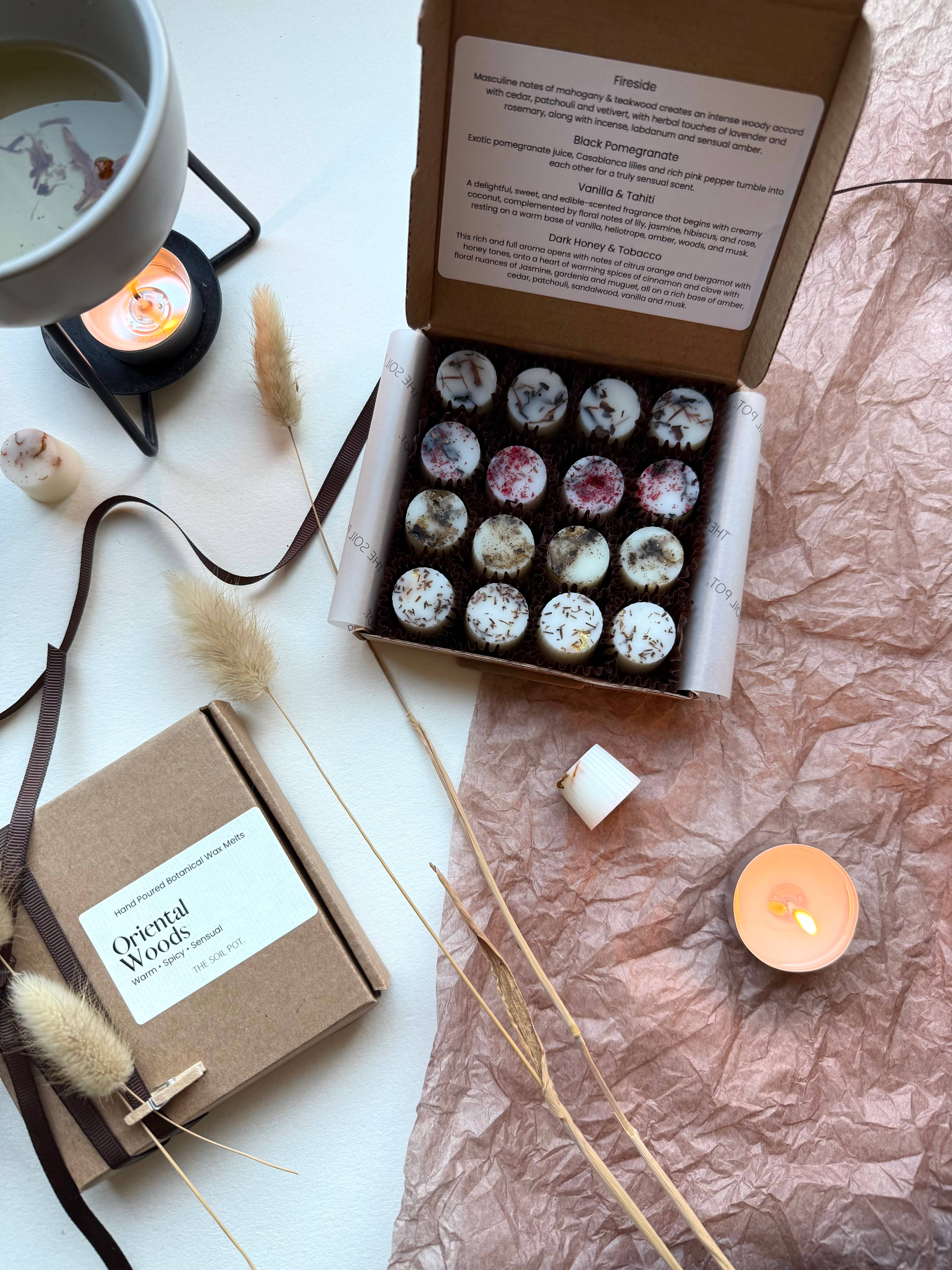 The Soil Pot – wholesale Wax melt – Oriental Woods wax melt selection box, Wax melt gift box2