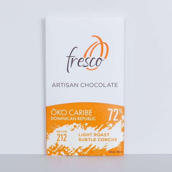 Öko Caribe 72% Light Roast Chocolate - Recipe 212 for wholesale by Fresco Chocolate