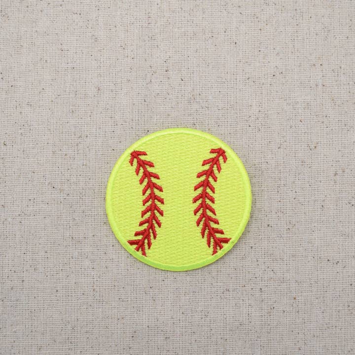 Wholesale Applique - Wholesale Patch - 1.5" - Softball Neon Yellow Iron on Patch Embroidered1