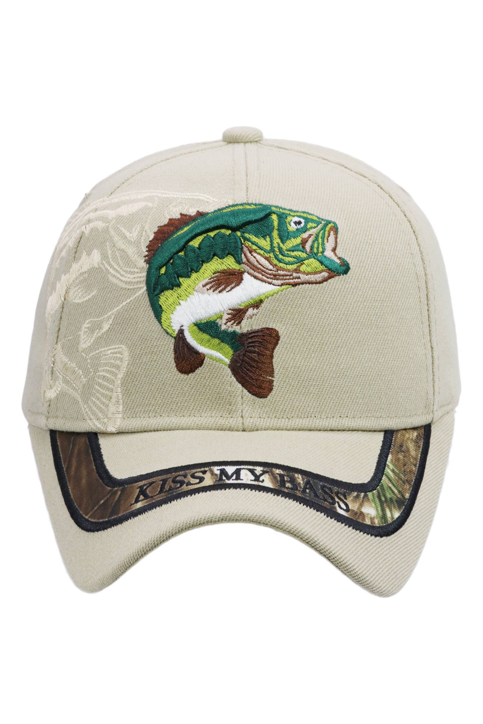 Cap Zone - Venta al por mayor Gorra de béisbol - Unisex - Gorra de béisbol acrílica Kiss My Bass Fish con cierre de velcro12