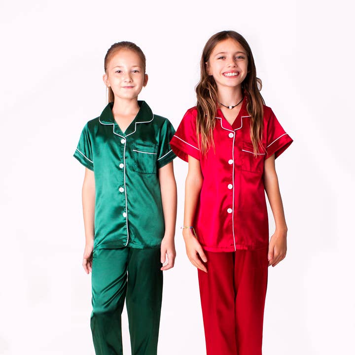 Christmas Kids Satin Pajamas Short Sleeves + Pants and other Purchase Wholesale plain satin robes. Free Returns & Net 60 Terms on Faire trending on Faire.