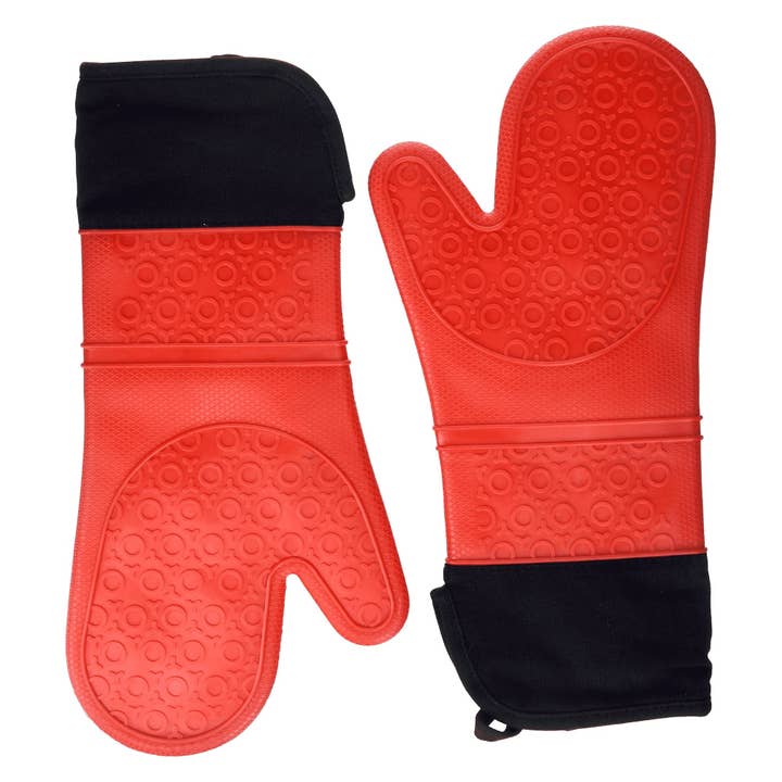 Extra Long Silicone Oven Mitts Set for wholesale by Elbee Home