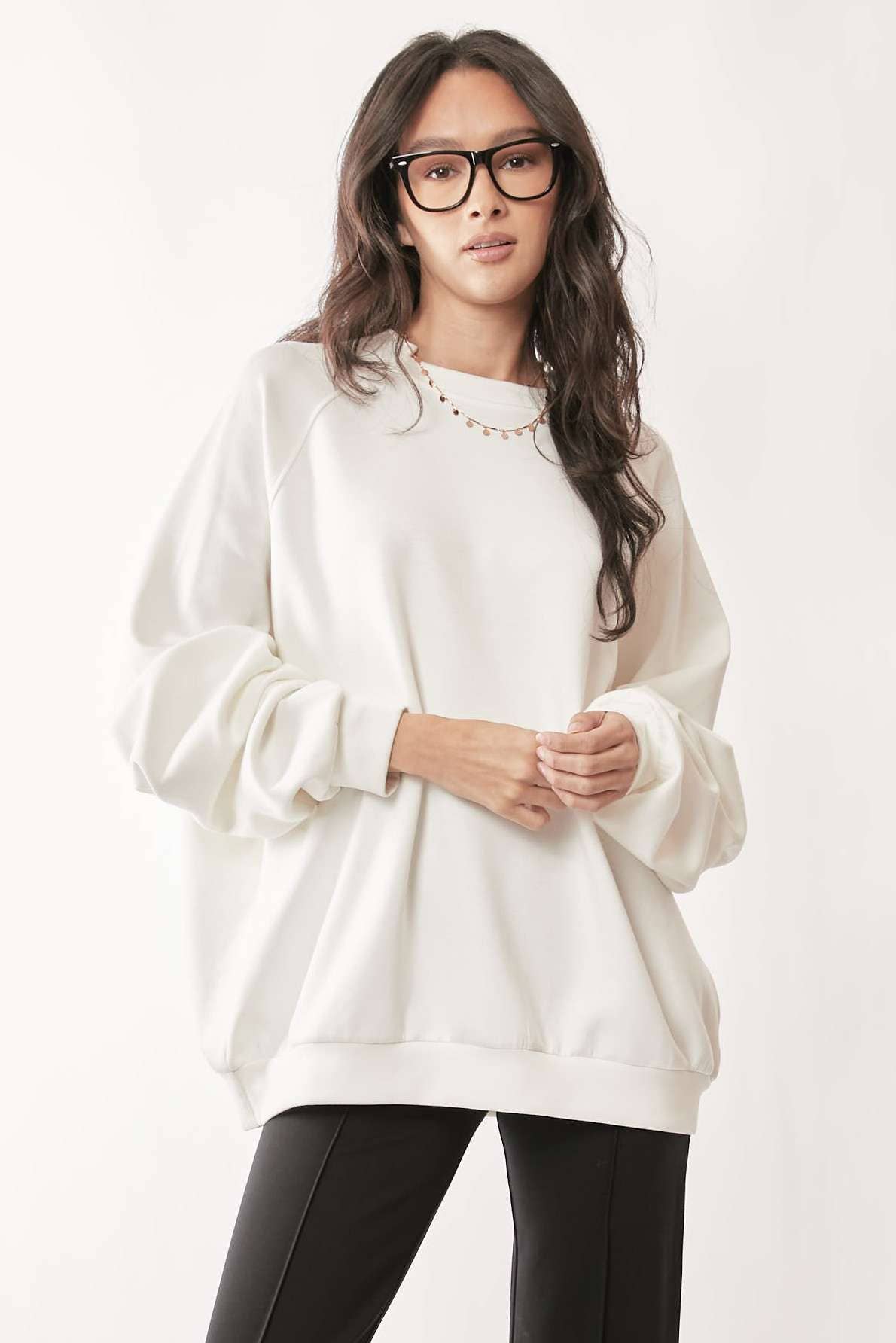 Davi & Dani - Wholesale Gebreide top - Dames - STEVIGE TOP MET RONDE HALS EN LANGE POFMOUWEN EN LOSSE PASVORM5