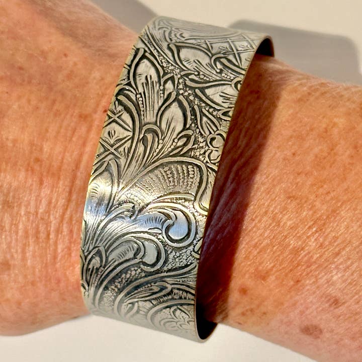 TTE Designs - Wholesale Cuff Bracelet - Repurposed Silver Plated Platter Cuff Bracelet7