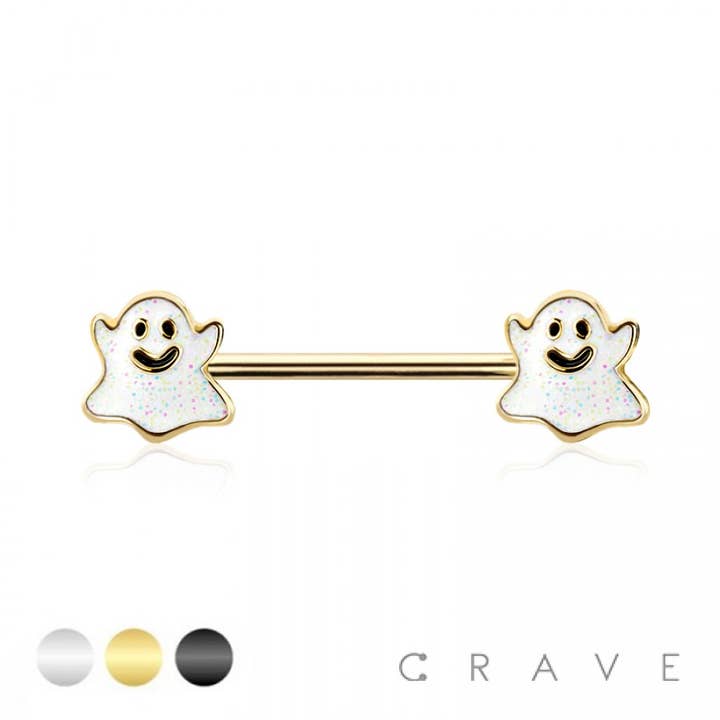 CRAVE BODY JEWELRY - Wholesale Nipple Ring - LITTLE GHOST NIPPLE BAR