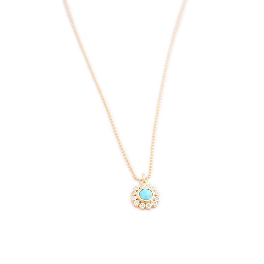 gold & gray - Wholesale Pendant/Charm Necklace - Turquoise Flower Pendant Necklace1