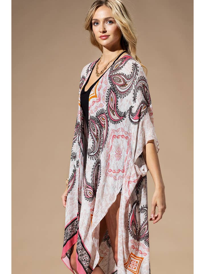 Pink Paisley Kimono for wholesale on Faire