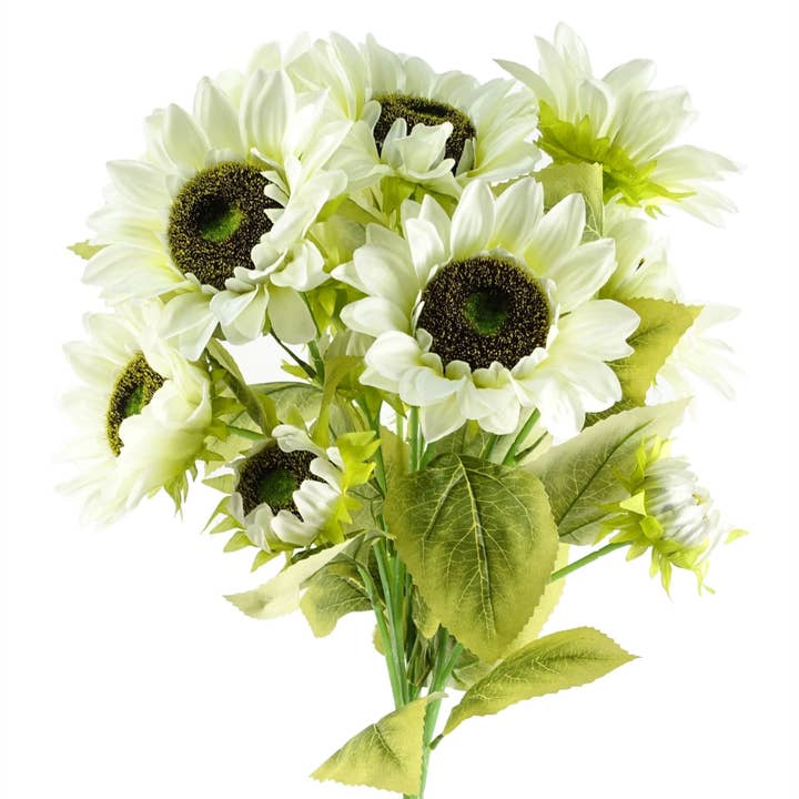 Leaf Design UK LTD - Wholesale Artificial flowers - Pack 6x Artificial Flowers White Sunflower 3 heads 88cm