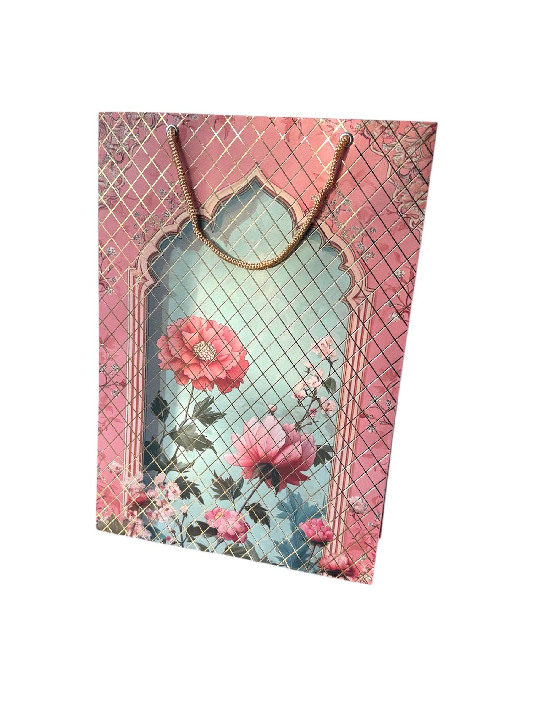 Ava’s Accessory Box - Wholesale Gift Bag - Gift Bag with Gold Strings Flower Design1