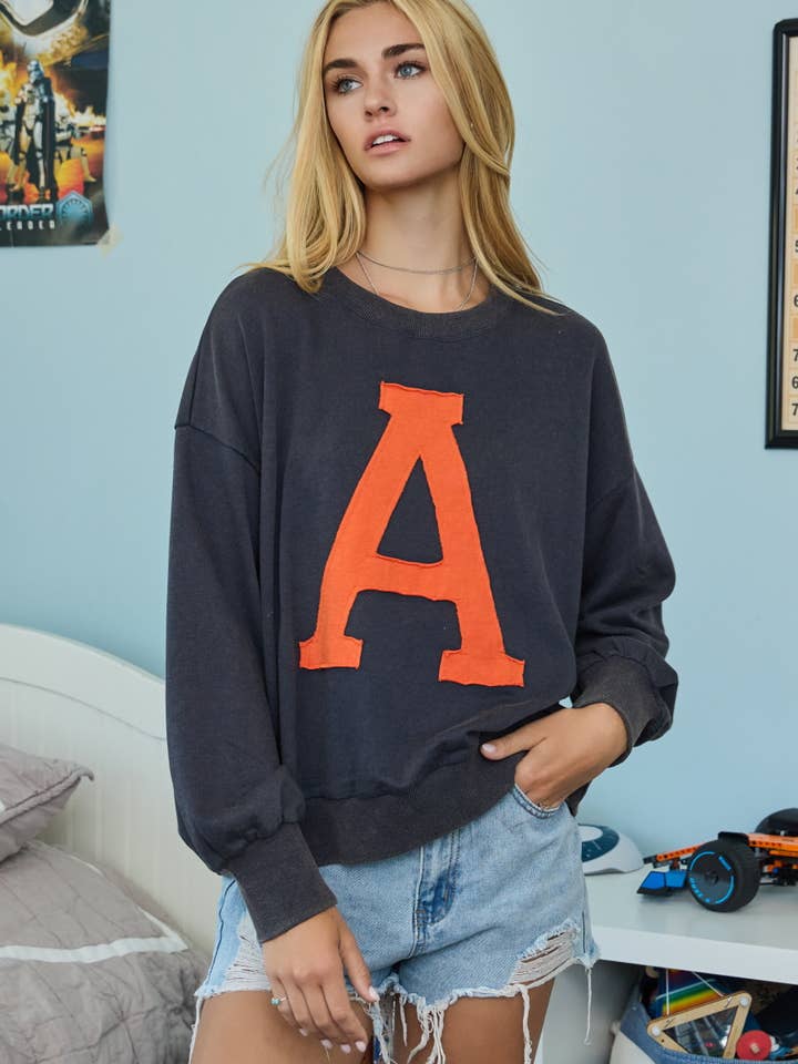 Acid Washed Sweatshirt A Logo On Top for wholesale by Oddi
