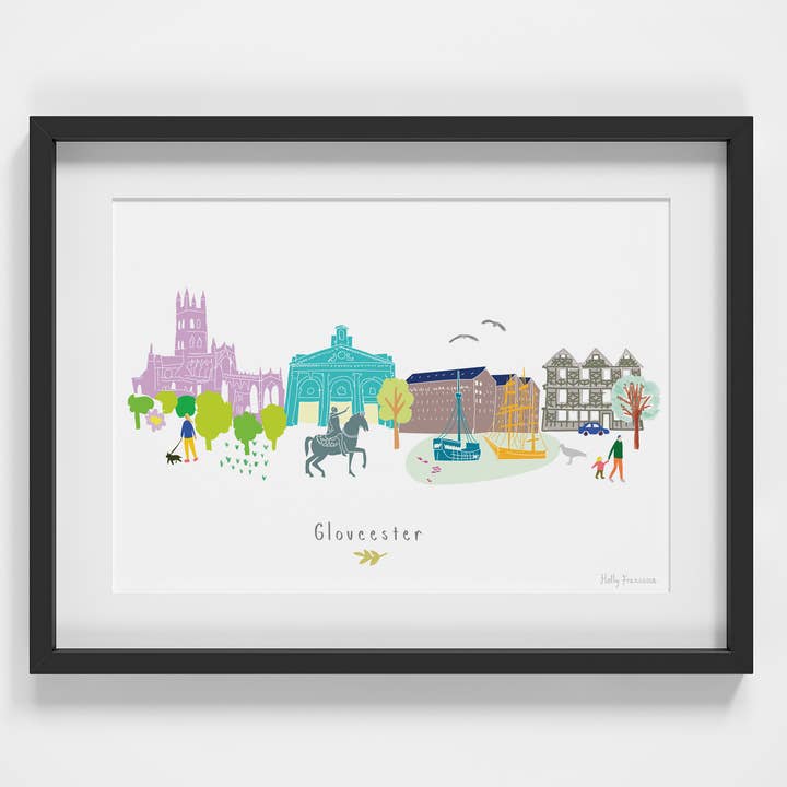 Paesaggio urbano di Gloucester Skyline - Stampa A4 per la vendita all'ingrosso da parte di Holly Francesca
