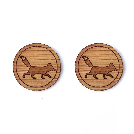Bamboo Wood Earrings - Fox for wholesale by Cabin + Cub