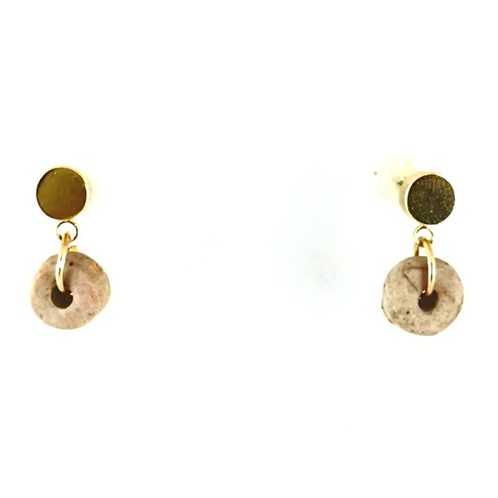 Tan - Tiered ceramic donut stud | gold for wholesale by NB MAKES