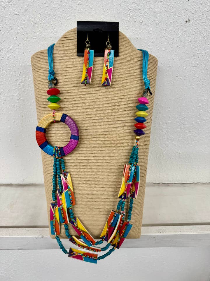 4 STRANDS TURQUOISE ADJUSTABLE WAX CORD WITH MULTI BRIGHT RO for wholesale by International Duru's