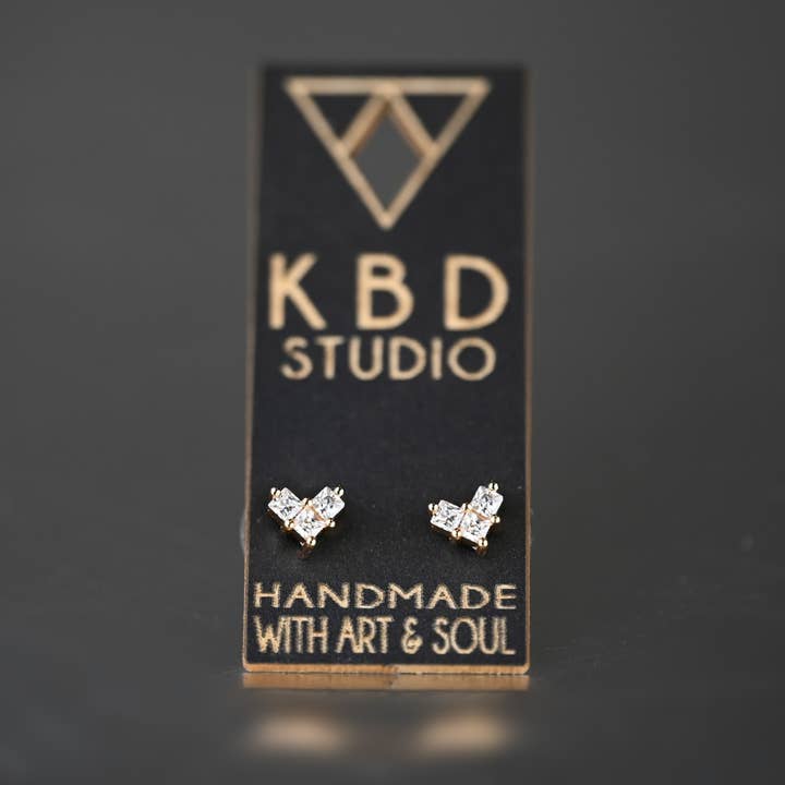 Small Crystal Stone Heart Studs for wholesale by KBD Studio