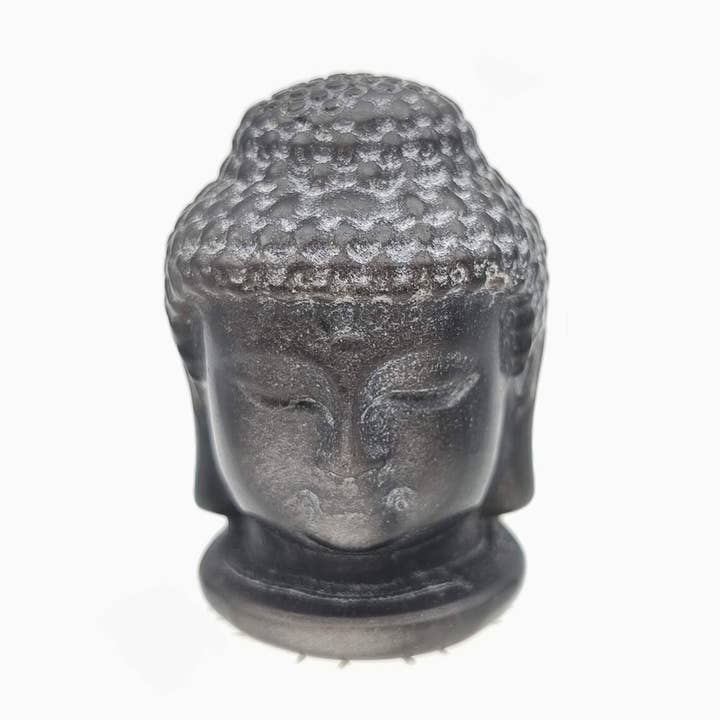 Buddha Head - Silver Obsidian - 5 cm for wholesale by Minéraux d'ailleurs