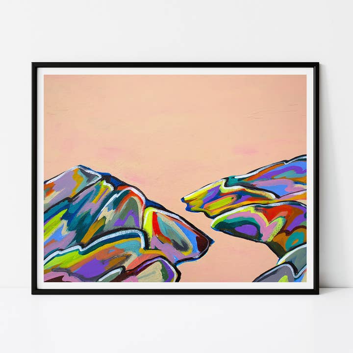 Abstract Mountain Lake Print for wholesale by OkayWoods Studio