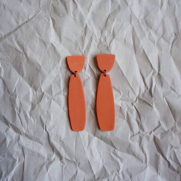 Louise Elongated Earrings - Navel Orange for wholesale by Shape + Form
