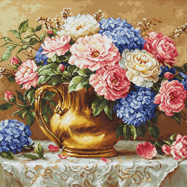 Broderikit Luca-S GOLD - Gyllene blomning, B723 för wholesale av Luca-S