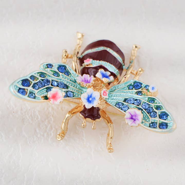 AK Brand – wholesale Brooch – Bee Brooch Pin Rhinestone Insect Flower Jewelry8