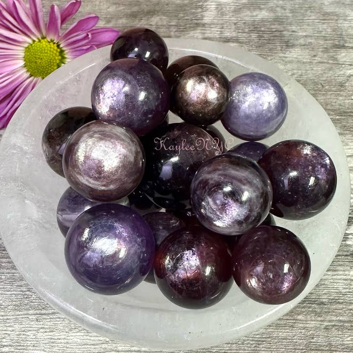 KayleeNYC - Wholesale Spiritual Stone/Crystal - 0.5 lb Natural Lepidolite Purple Mica Spheres Crystal Ball