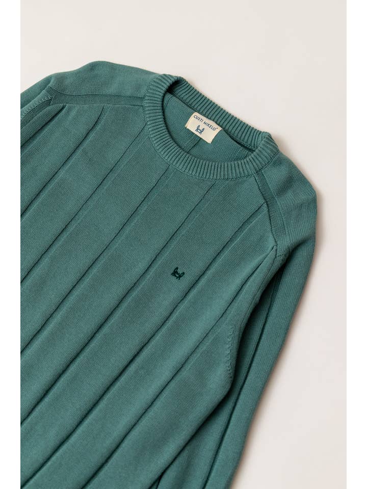 Custi Mikelo: Men's Clothing & Christmas Gifts - Wholesale Knitted jumper – Men′s - Medium Green Vertical Stripe Jersey6