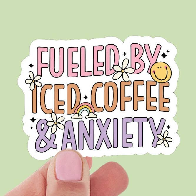 Drevet af iskaffe & angst vinylklistermærke for engroshandel hos Limes & Lilly