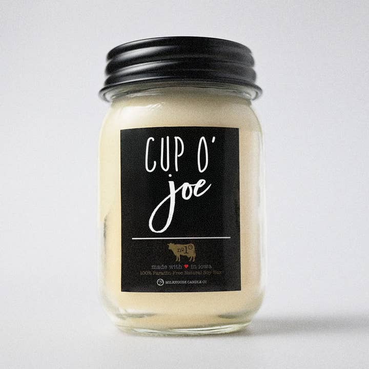 13 oz Mason Jar Candle: Cup O' Joe for wholesale by Milkhouse Candle Company