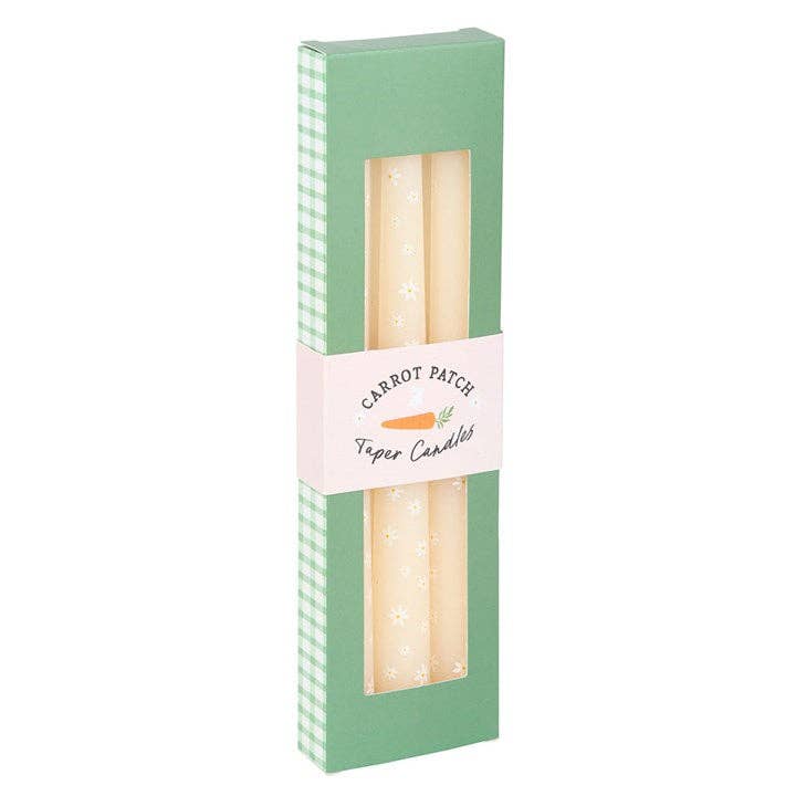 Something Different Wholesale - Wholesale Tapered Candle/Candlestick - Set of 3 Carrot Patch White Daisy Taper Candles