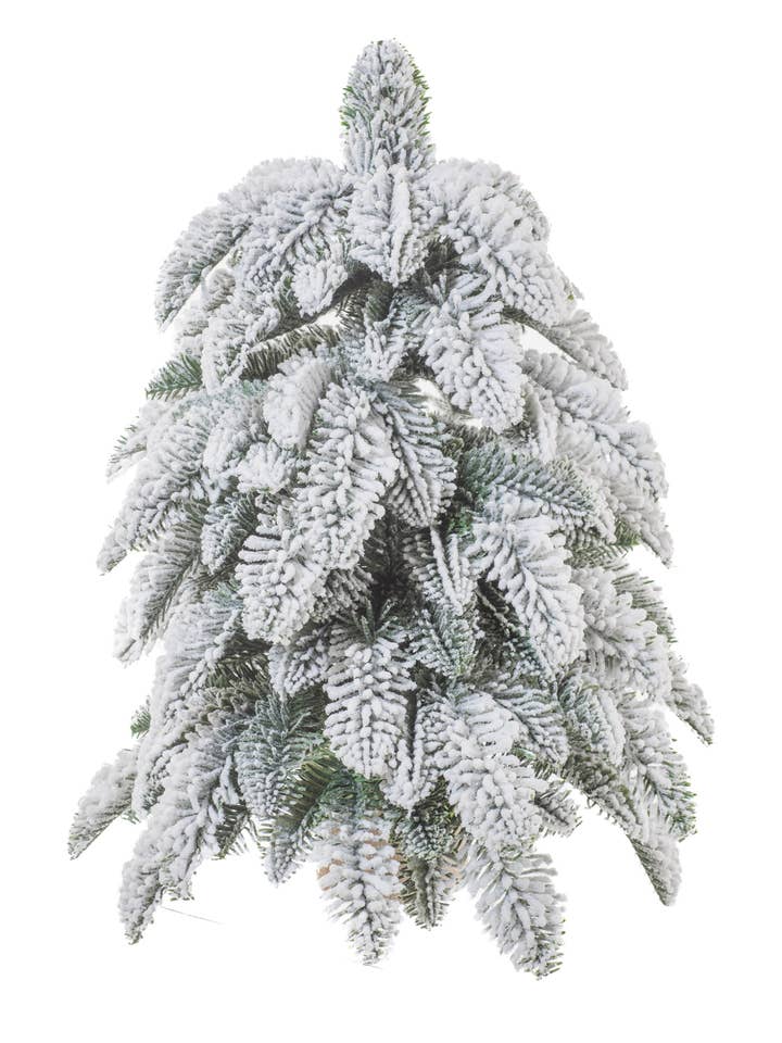 Árvore de Mesa Verde/Branca com Folhagem Fina e Base de Madeira por atacado de Starlight Collection