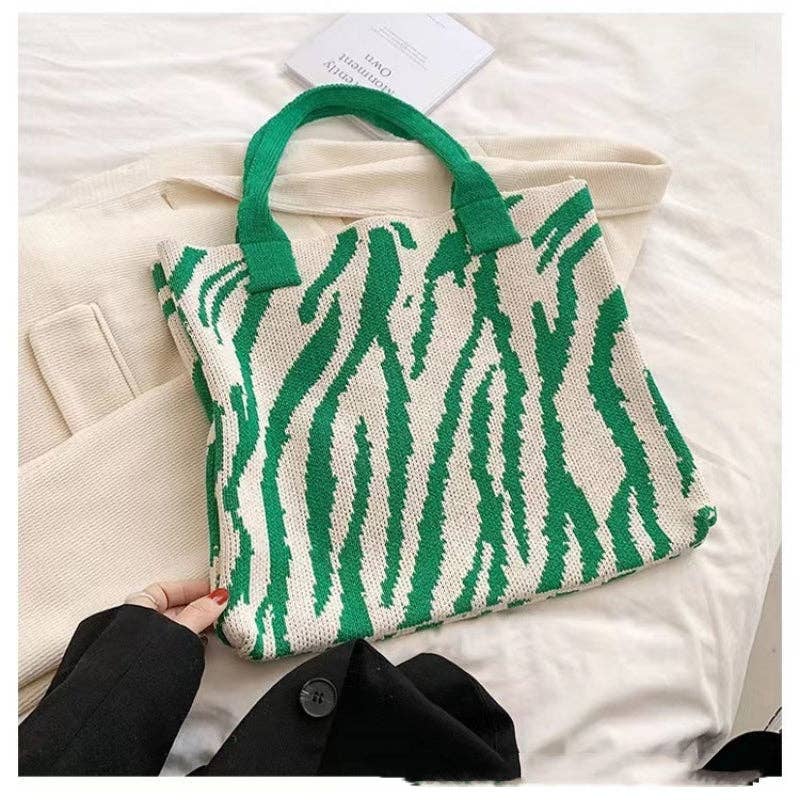 ShieldChic – Engroshandel Tote bag - Dame – Hæklet Net Taske Skuldertaske Stribet Taske5