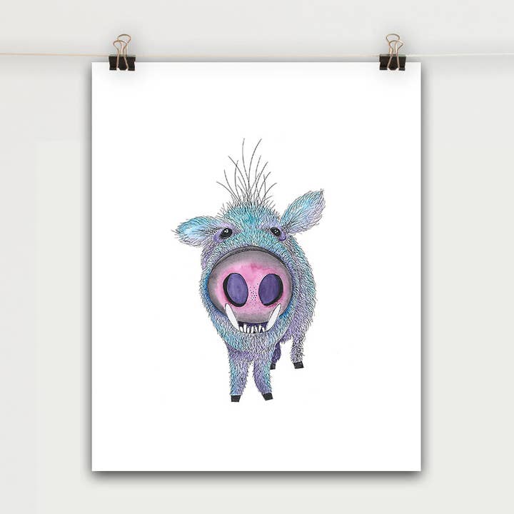 Javelina Blue Art Print for wholesale by Zinnia Sky Studio LLC