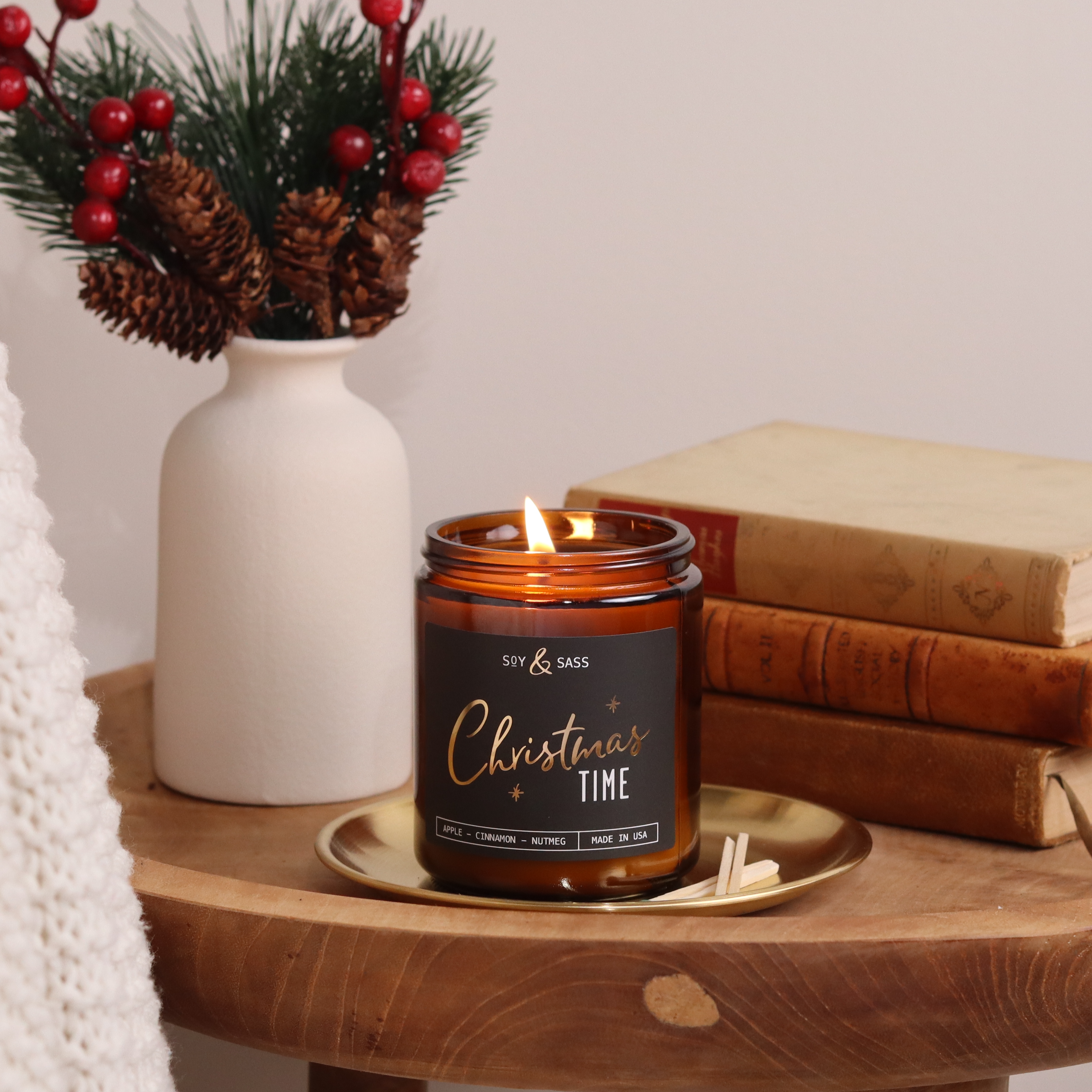 Soy and Sass - Vente Bougie en bocal - Bougie de soja Temps de Noël - Bougies de Noël 2025 FABRIQUÉES AUX ÉTATS-UNIS2