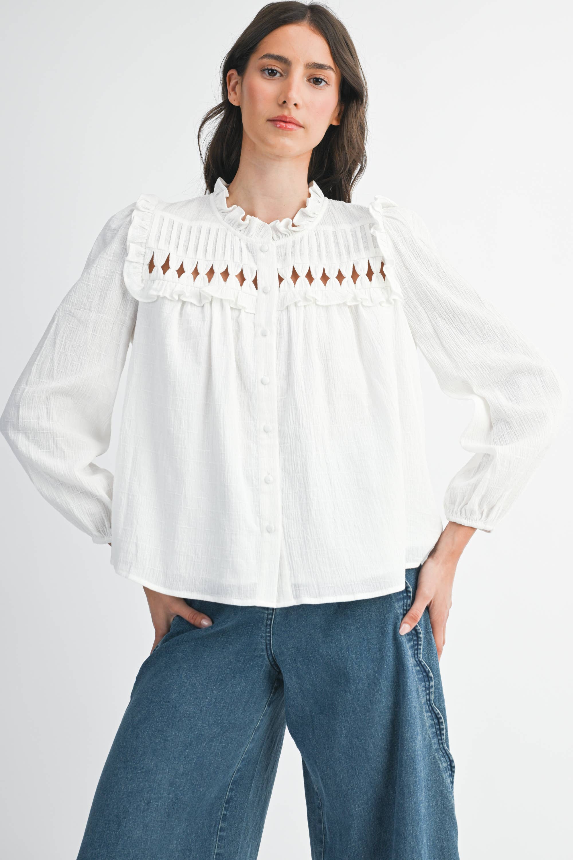 Camellia - Vente Chemisier – femme - BLOUSE AVEC DÉTAILS VOLANTÉS6