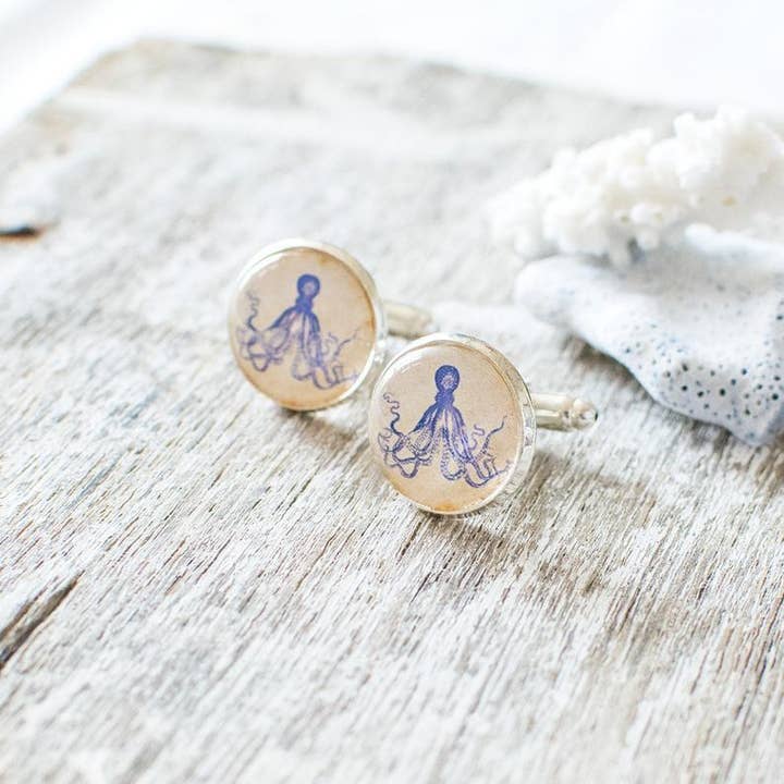 Juju Treasures - Wholesale Cufflinks - Blue Octopus Cufflinks4