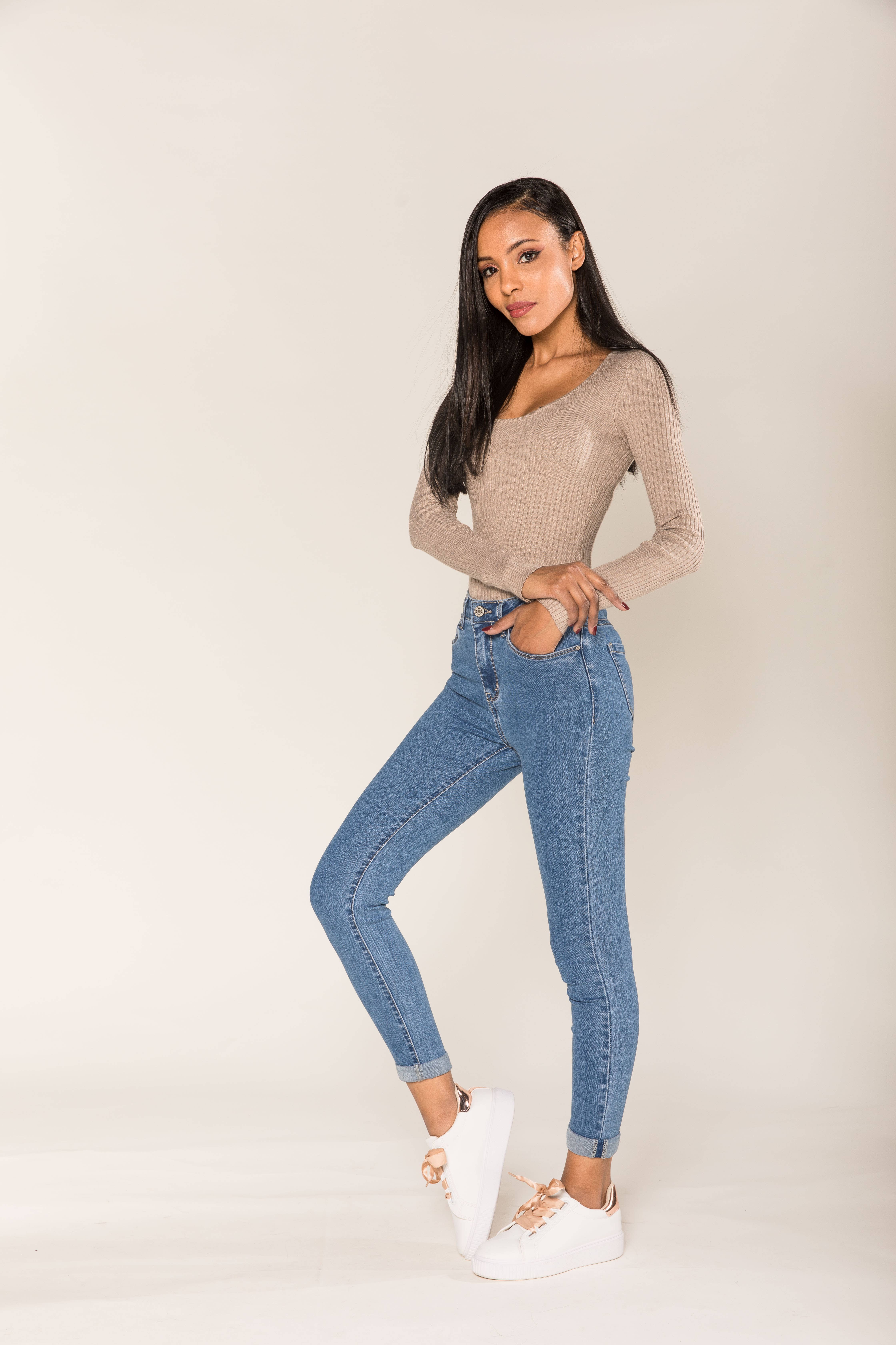 Nina Carter – Engroshandel Jeans - Dame – P078 stretch skinny bukser med høj talje18