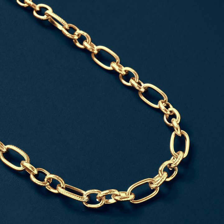 We Are All Smith - Wholesale Link & Chain Necklace - Men's 7mm 14k Gold Plated Textured Cable Chain Necklace