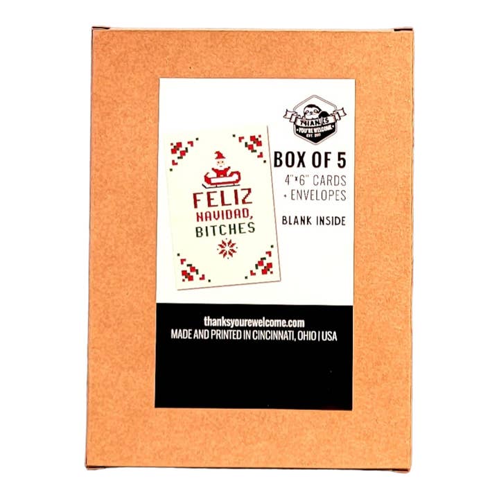 Thanks You're Welcome - Wholesale Christmas Card - 5-Pack Boxset: Feliz Navidad Bitches1