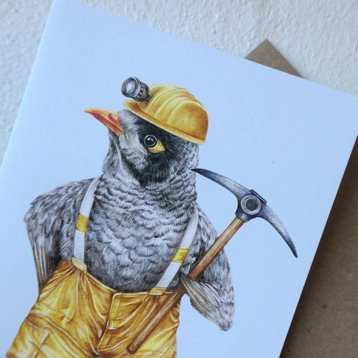 Kayla Reay Design - Wholesale Everyday greeting card - Mike the Mining Noisy Miner Greeting Card - Funny Animal Art5
