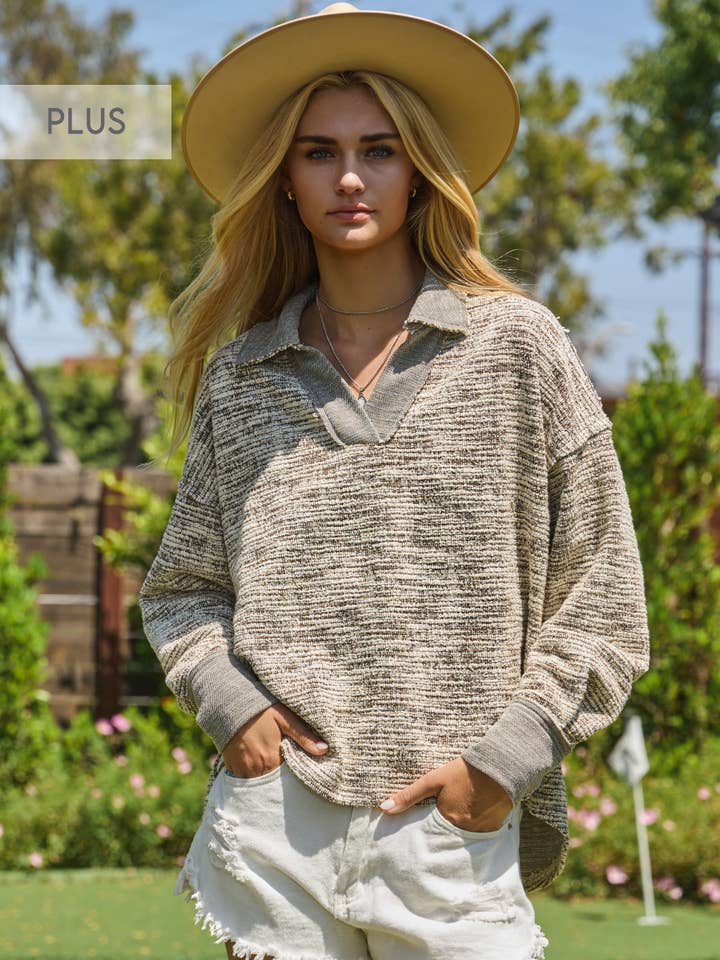 Oddi - Wholesale Sweatshirt - Women's - Plus Melange Knit Long Sleeve Sweatshirt2