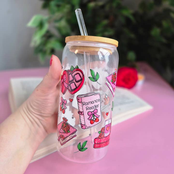 Romance Reader Glass Cup - 16oz for wholesale by Becki Leigh Studios