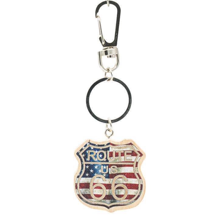 Pawnee Bill’s - Wholesale Keychain - Unisex - Route 66 Wooden Keychain