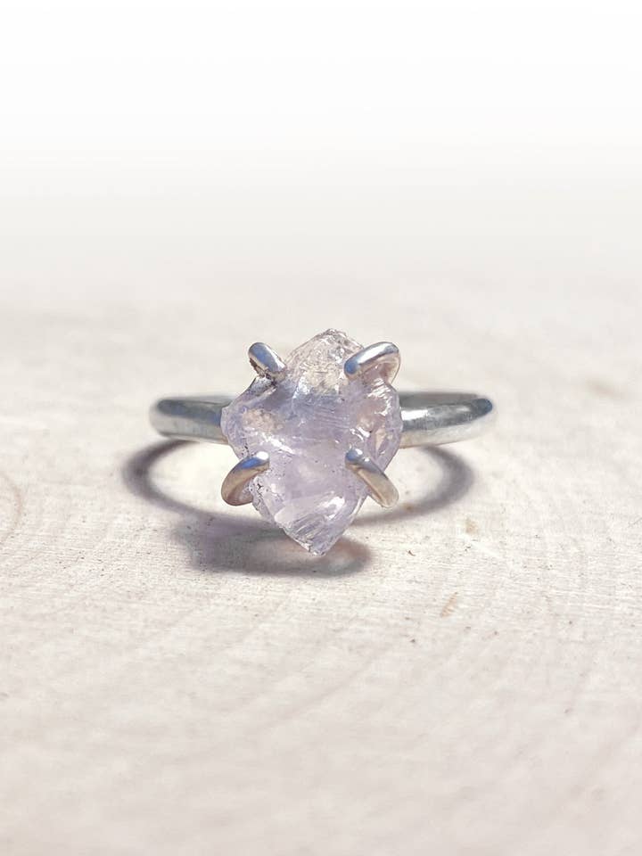 "The Pixie" Raw Rose Quartz Ring for wholesale by Silver Lily Studio