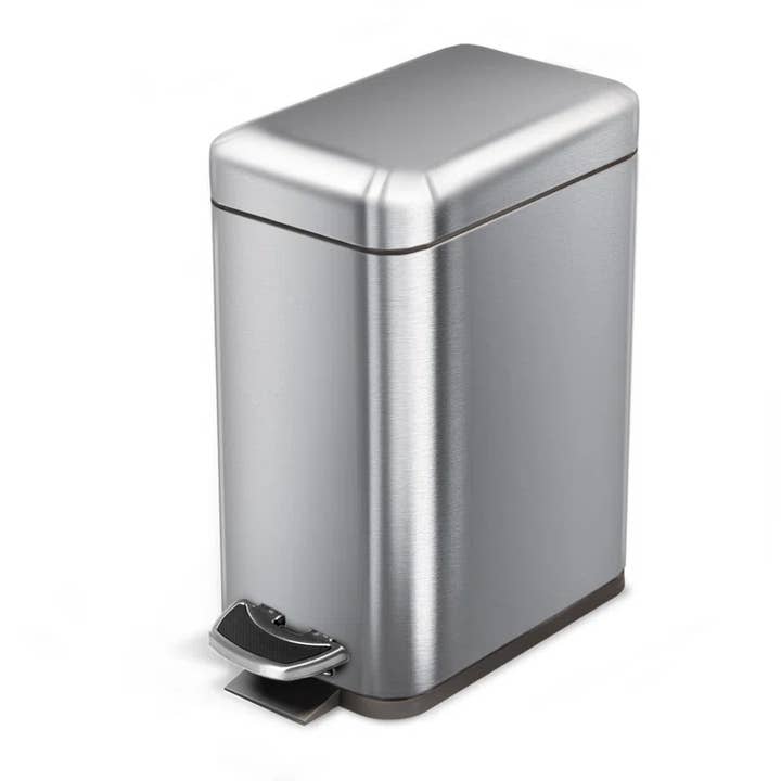 Chrome 3L Rectangle Stainless Steel Side Pedal Bin for wholesale on Faire