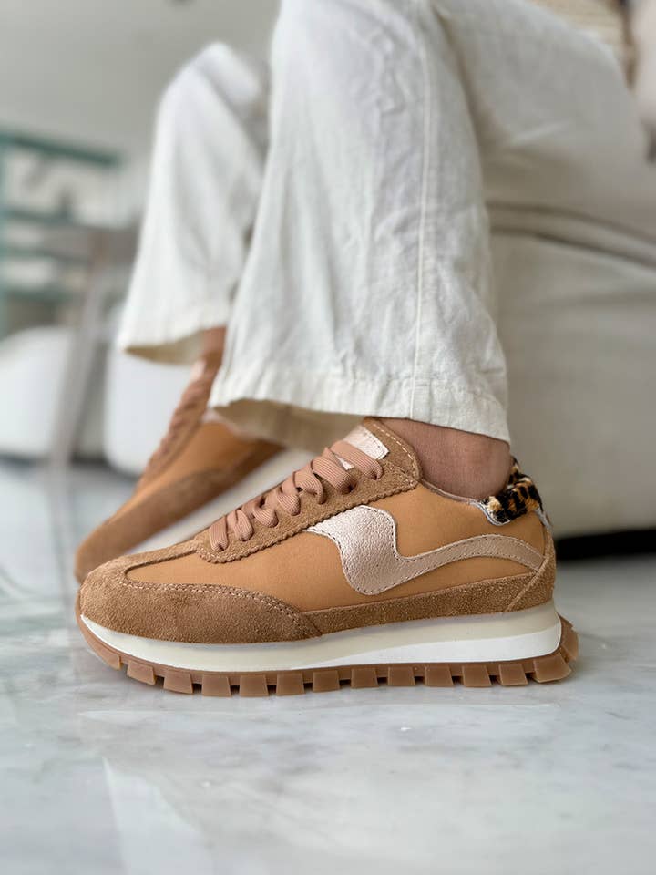 Ready to Ship - Lumia – Caramel – Cow Leather Sneakers for wholesale by PMK SHOES