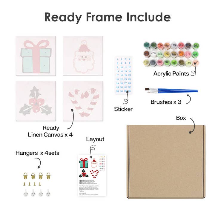 Paint Your Numbers – wholesale DIY craft kit – Holiday Treasures 4 Pack Mini Paint by Numbers Kit13