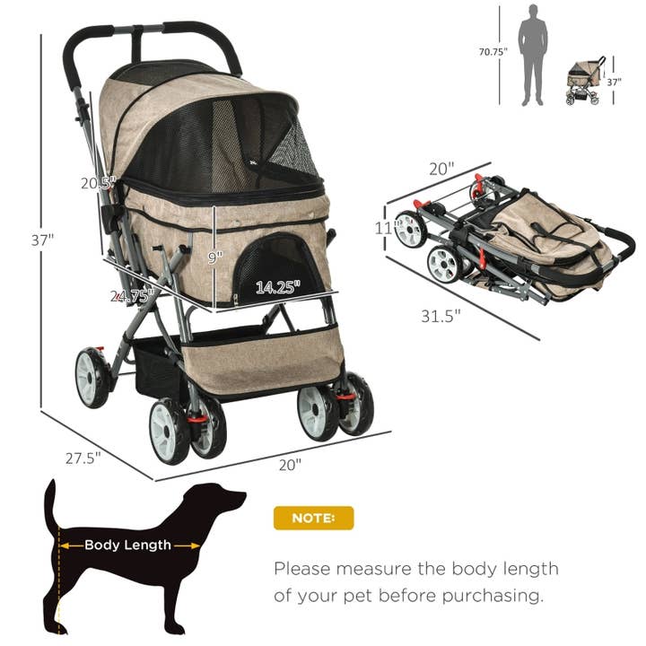 Furr-Baby Gifts - Wholesale Pet Carrier - Cat/Dog - Pet Foldable Travel Carriage Stroller with Reversible Handle14