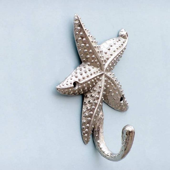 Hampton Nautical - Wholesale Wall Hook - Chrome Starfish Hook 5"