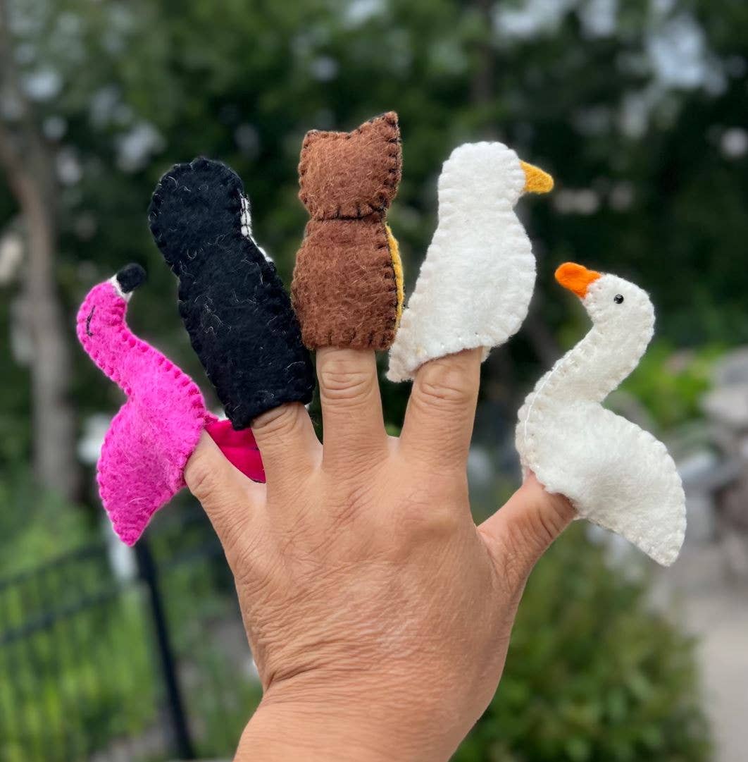 Lungta Imports – wholesale Finger puppet – Child & baby – Finger Puppets, Animal Puppets, Felt Finger Games Set of 5pc1